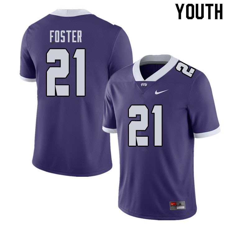 Youth #21 Daimarqua Foster TCU Horned Frogs College Football Jerseys Sale-Purple - Click Image to Close